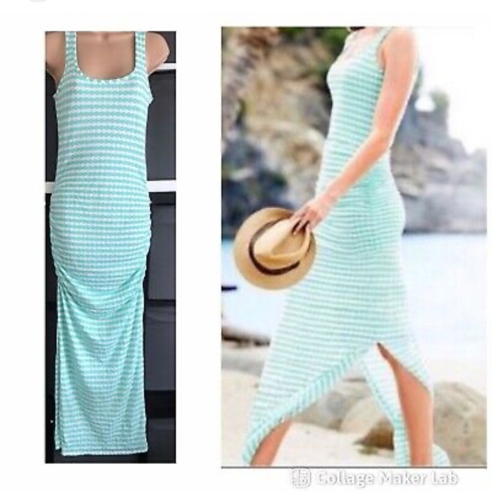 victorias secret ruched white green aqua dress